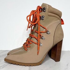 Steve Madden Karey Tan Lace Up Heeled Ankle Boot 9M